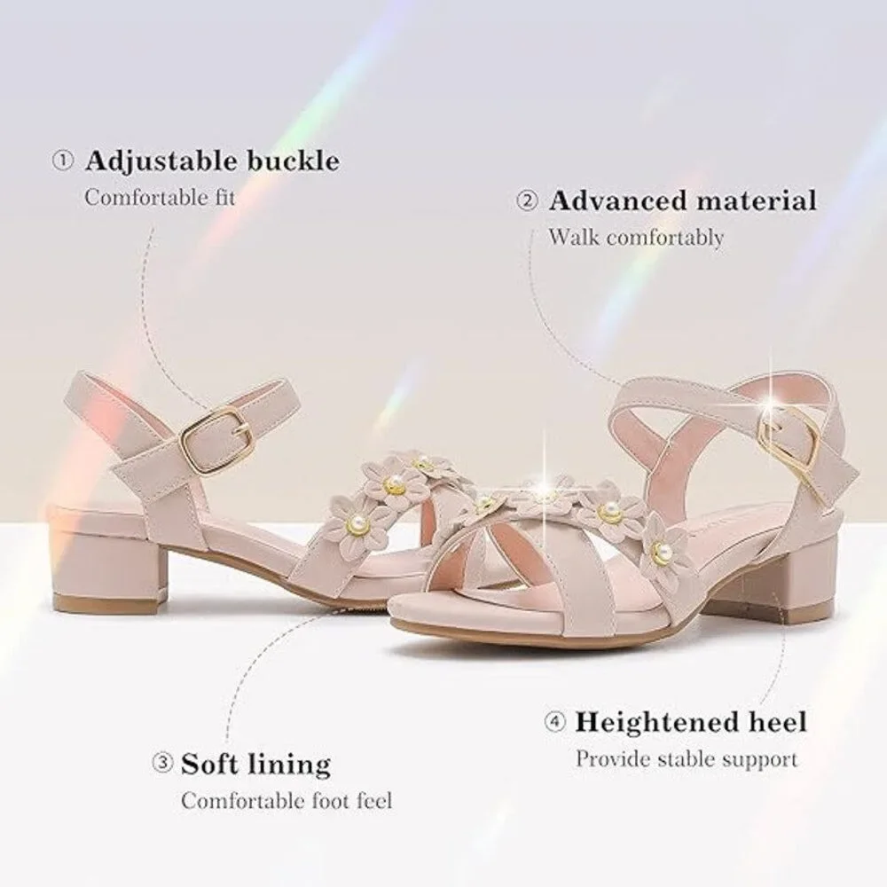 Laurmosa Girls Size 4 Pinky Tan Open Toe 1